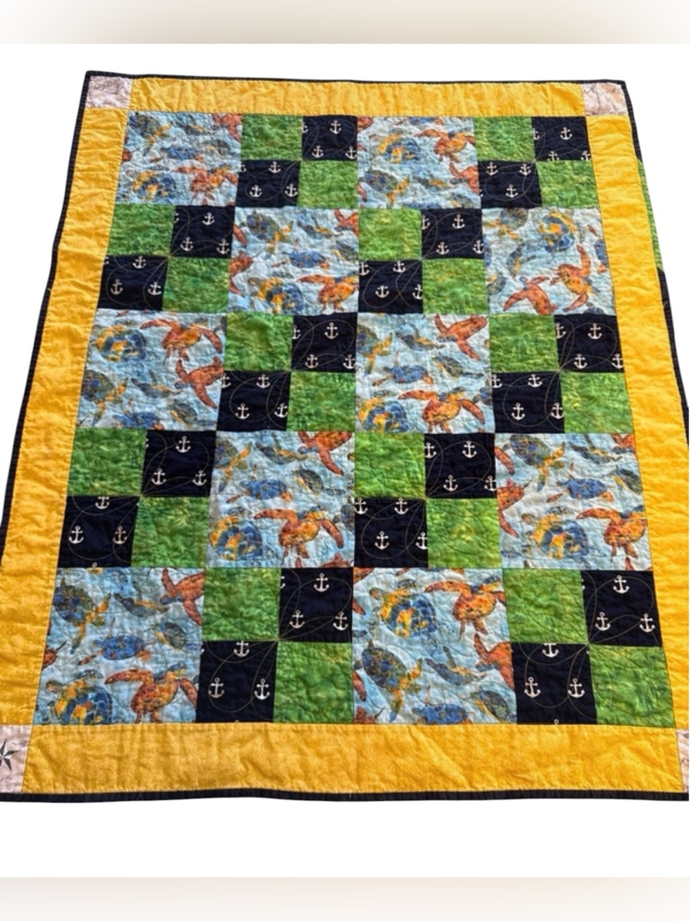 Sea turtle throw quilt 36x43
